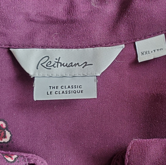 L/S burgundy blouse with small flower pattern - Picture 2 of 4